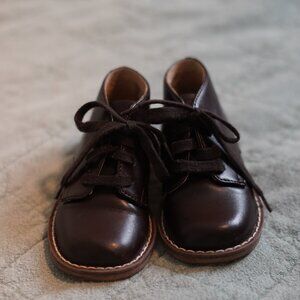 FootMates Lace Up Todd Shoe Dark Brown Leather Size 5.5 Toddler Boy